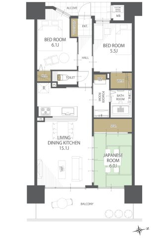 【間取り】アルファパーク栗林駅南 