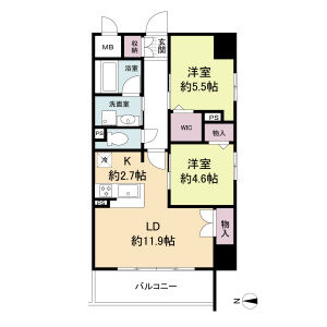 グランルージュ谷町六丁目の間取り