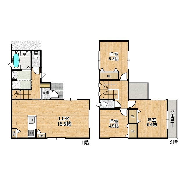 姫路市飾磨区英賀の新築一戸建の間取り