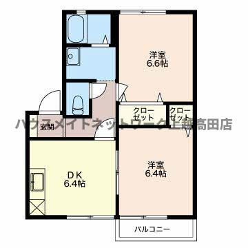 フォンテーヌの間取り|間取図（フォンテーヌ D101）2DK