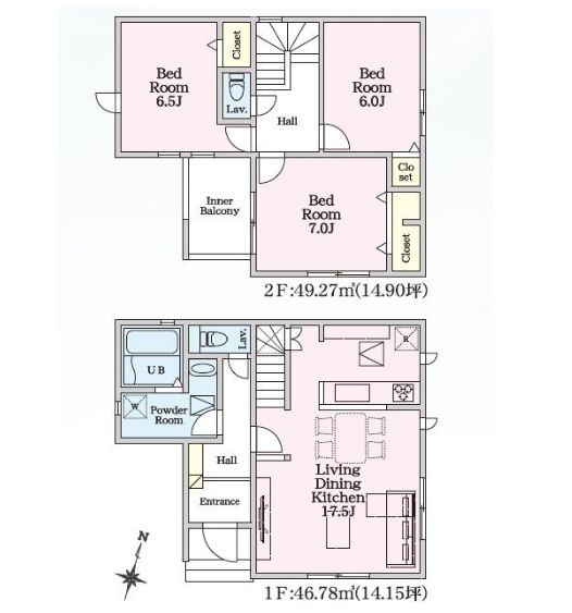 秦野市今泉新築戸建て　24-1期2号棟の間取り|間取図「秦野市今泉新築戸建て　2号棟」