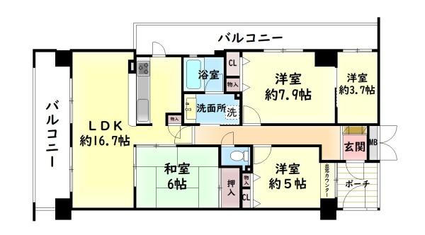 【間取り】 | ファミールハイツ泉大津セントハーバーシティ２番館　