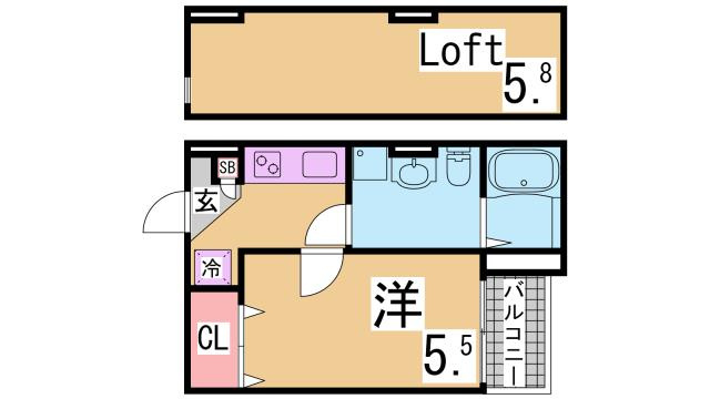 神戸市須磨区東町４丁目のアパートの間取り