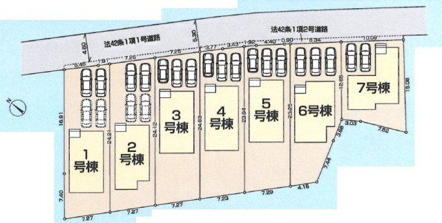 青梅市長淵３丁目　全７棟の区画図|2025年撮影