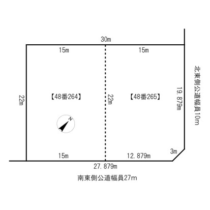 北見市朝日町４８番地２６５、４８番地２６４　中古売家の区画図