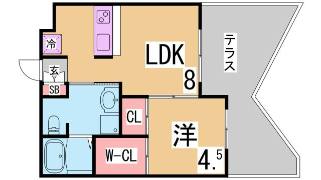 神戸市北区鈴蘭台南町６丁目のアパートの間取り