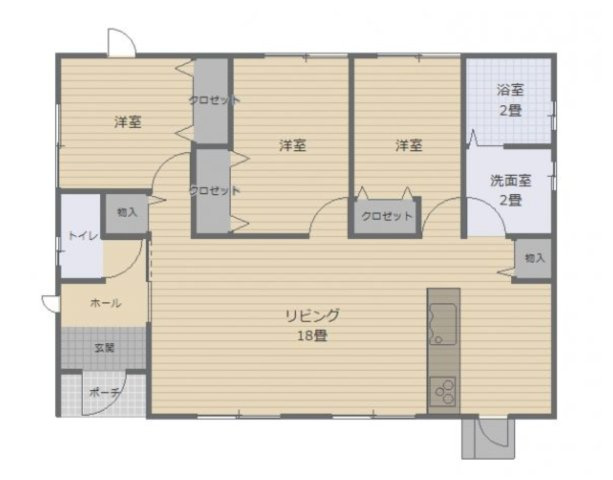 熊本市西区中原町第1-4棟（3号棟）の間取り|全居室収納豊富で便利です。