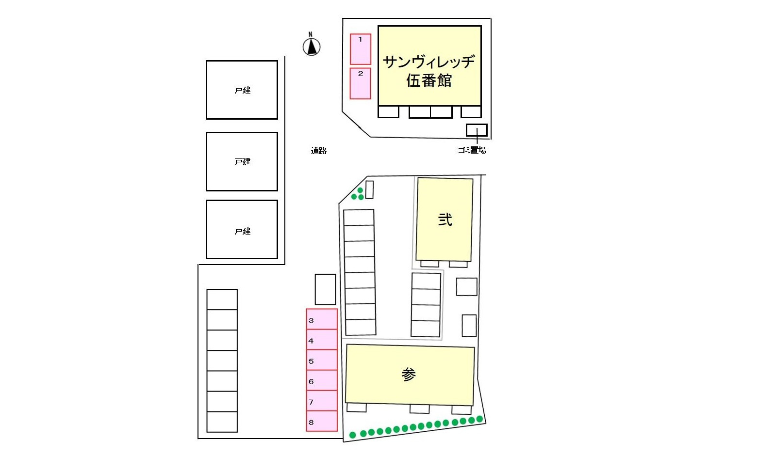 サンヴィレッヂ伍番館の駐車場|駐車場