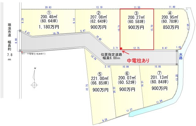 瑞浪市稲津町小里　分譲地の土地図
