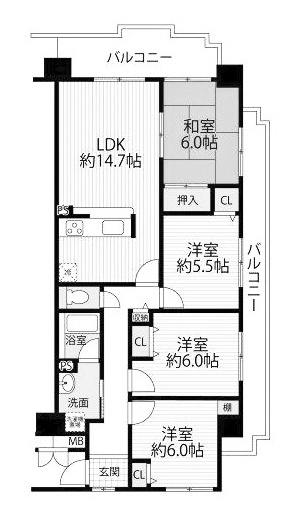 【間取り】 | パデシオン宇治伊勢田Ⅱ番館 | 専有面積83.41㎡