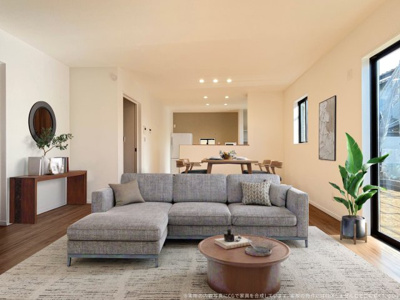 【居間・リビング】 | 【LDK　家具設置イメージ】
※画像内の家具家電はCGで作成したイメージです。実際の物件には付帯しません