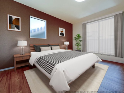 【寝室】 | 【主寝室　家具設置イメージ】
※画像内の家具家電はCGで作成したイメージです。実際の物件には付帯しません