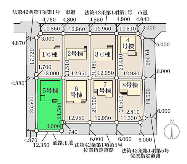 【区画図】 | リーブルガーデン.S前橋市茂木町第3ー⑤ | 開放的な南西向き角地に面した敷地は約100坪！
