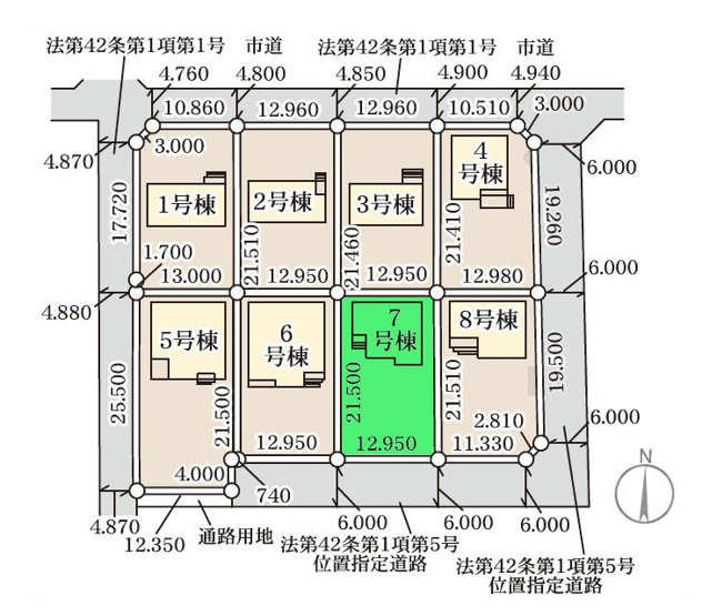 【区画図】 | リーブルガーデン.S前橋市茂木町第3ー⑦ | 南接道に面した敷地は80坪以上！