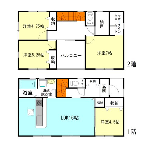 【間取り】 | リーブルガーデン.S前橋市茂木町第3ー② | 書斎やフリースペースなど用途多彩な納戸完備！
2階ホールから直接アクセスできるインナーバルコニー！