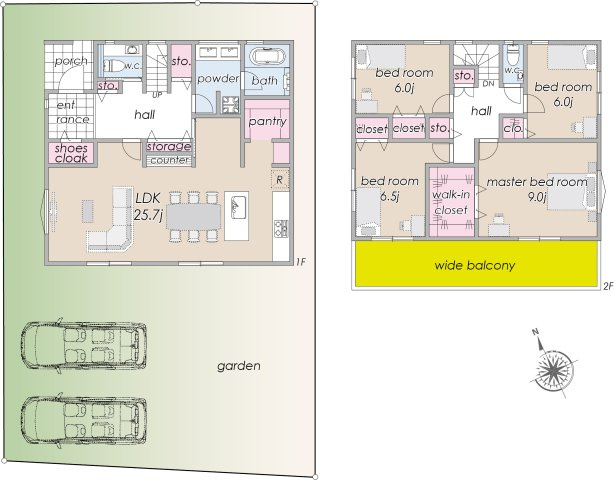 宅地分譲［武蔵野市吉祥寺北町１丁目］の完成予想図|【Ａ区画】参考プラン建物面積／137.45㎡（41.57坪）
※当該プランは、土地購入の際の設計参考に資するための一例です。
　当該プランの採用および、変更は自由に可能です。