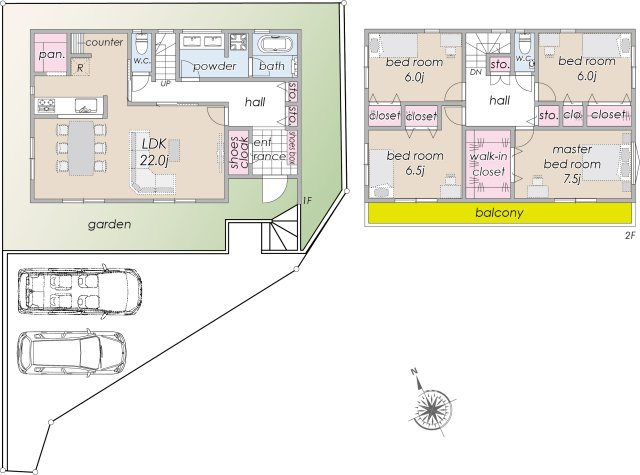 宅地分譲［武蔵野市吉祥寺北町１丁目］の完成予想図|【Ｂ区画】参考プラン建物面積／125.03㎡（37.82坪）
※当該プランは、土地購入の際の設計参考に資するための一例です。
　当該プランの採用および、変更は自由に可能です。