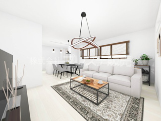 【居間・リビング】 | 生駒市小明町の新築一戸建 全１５区画 | １５号地リビング完成イメージ／南向きですので、陽あたり良好です♪※モデルハウスあり