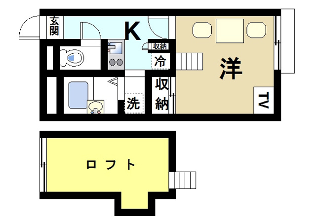 レオパレス千原Ⅱの間取り|学生さんにも人気のロフト付きのお部屋です。