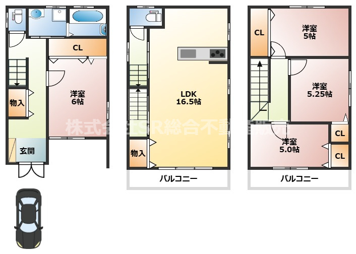 中小阪3丁目中古戸建の間取り|全居室洋室で全居室に収納がございます！リビングは広々16.5帖です♪
ファミリー様にオススメです！