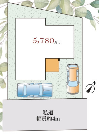 「神戸市東灘区新築一戸建」東灘区岡本の区画図|駐車スペース2台