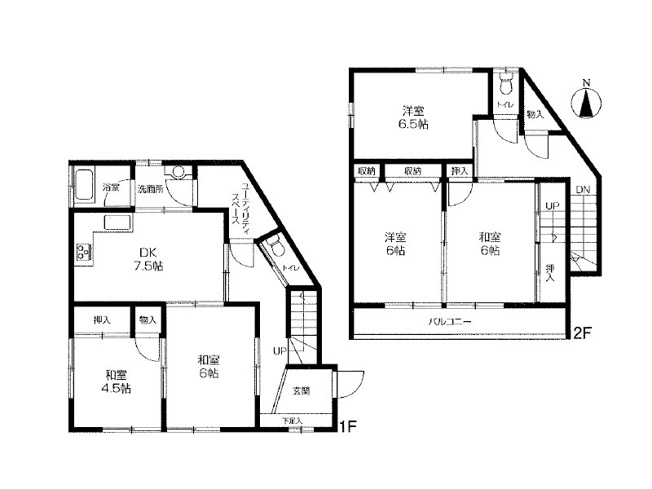 【間取り】 | 富士見市羽沢1丁目　中古一戸建住宅　(ふじみ野店) | 広々5DKの間取りの住まい。収納として、ちょっとした家事をする場として便利なユーティリティースペースも備わっています。