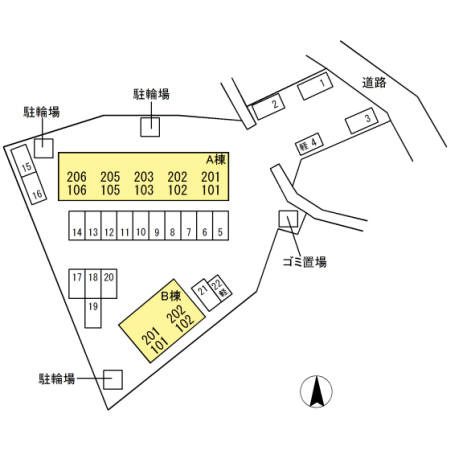 セジュール堂林 A棟の区画図