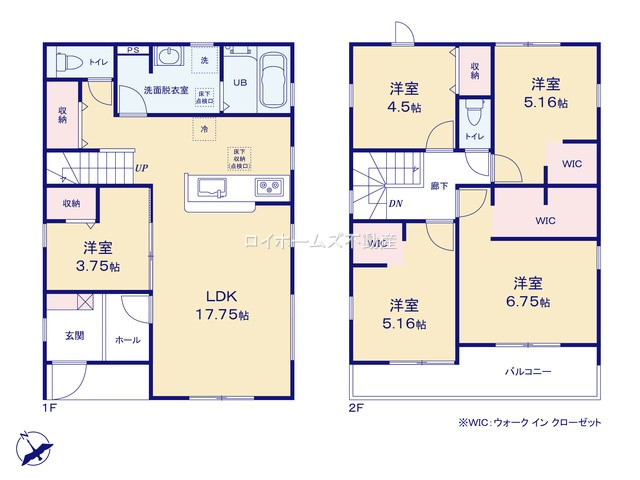 【間取り】 | 知多市清水が丘２丁目1606『仲介料無料』新築戸建て | 1号棟