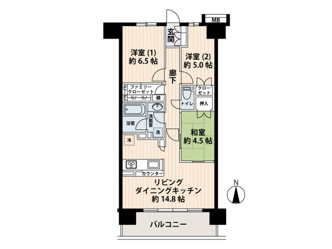 【間取り】 | アドグランデ朝霞台　(志木本店) | 間取図
3LDKのすべての居室に収納があり、ゆとりある生活空間をサポート。※図面と現況が異なる場合は現況を優先とさせていただきます。