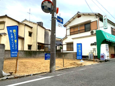 【前面道路含む現地写真】 | 【プレイワーク上町】城内小・土地30坪・建築条件なし・更地渡し | 前面道路含む現地写真です