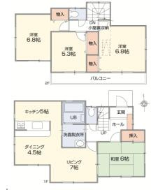 加須市久下1期　中古一戸建ての間取り|対面キッチンでお料理中も家族と会話を楽しめます♪