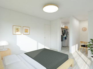 【完成予想図】 | 上京区三助町　建築条件なし | 《洋室イメージパース7帖2》※家具・小物はCGによるインテリアイメージであり、家具の設置サイズを保証するものではございません。※家具配置はTV配線には配慮しておりません