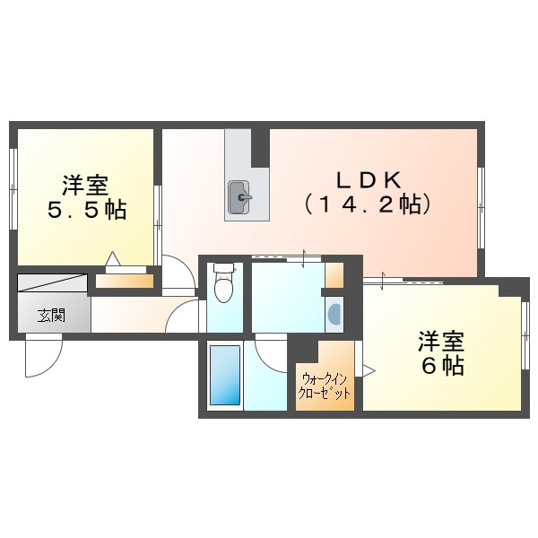 ラ・パルテール旭川　１１番館の間取り