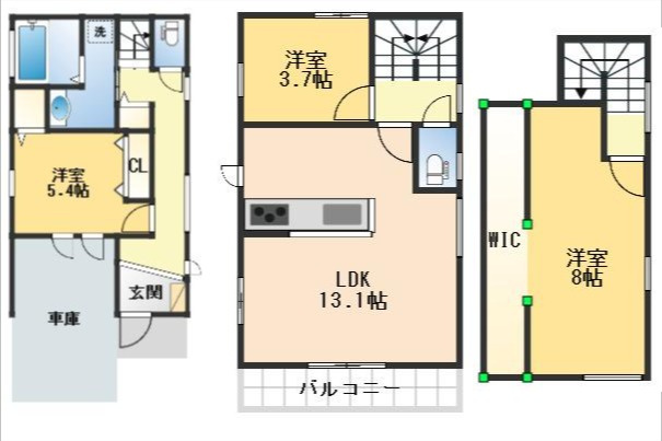 豊中市宮山町3丁目　新築戸建の間取り