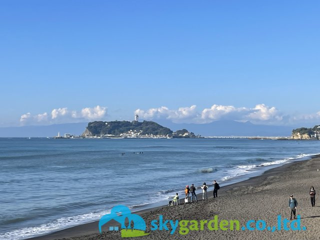 鎌倉市七里ガ浜2丁目　中古戸建の展望|現地より約1200m七里ヶ浜海岸の風景