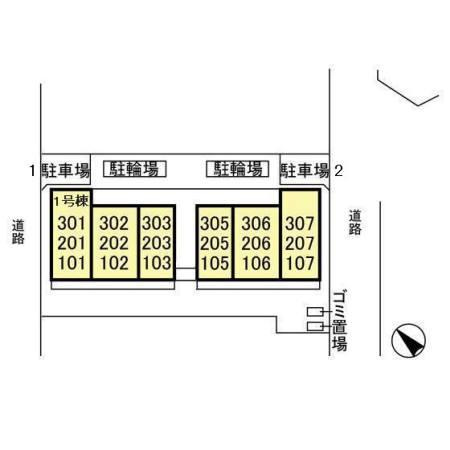メルベーユおおたかの森　1号棟の区画図