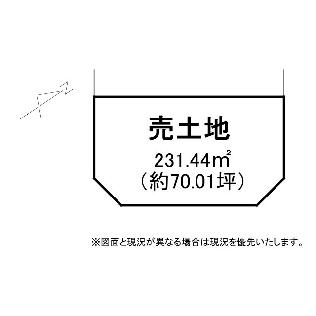 栗東市高野　建築条件無し売土地の土地図