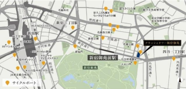 クラッシィタワー新宿御苑の地図|クラッシィタワー新宿御苑