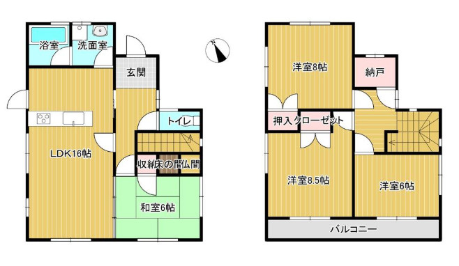 姫路市飾磨区今在家3丁目　中古戸建の間取り|4LDK+納戸です。