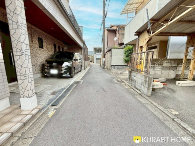 京都市南区八条源町　建築条件なし土地の前面道路含む現地写真|西側前面道路