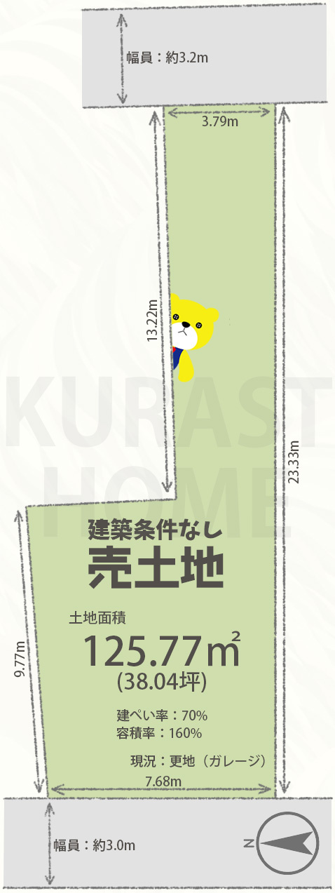京都市南区八条源町　建築条件なし土地の土地図