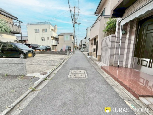 京都市南区八条源町　建築条件なし土地の前面道路含む現地写真|西側前面道路