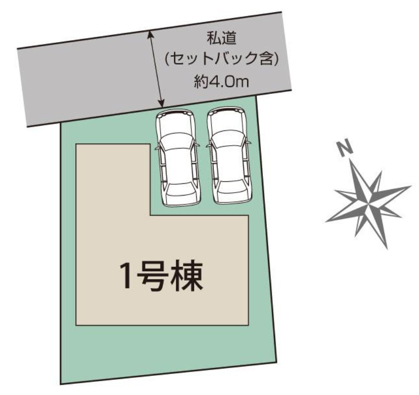 横浜市鶴見区駒岡4丁目 新築戸建て【仲介手数料無料】カースペース2台の区画図