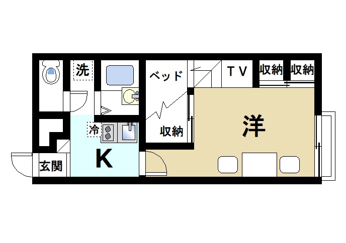 レオパレス和（西九条町）の間取り|お一人暮らしにピッタリの1Ｋのお部屋です。
