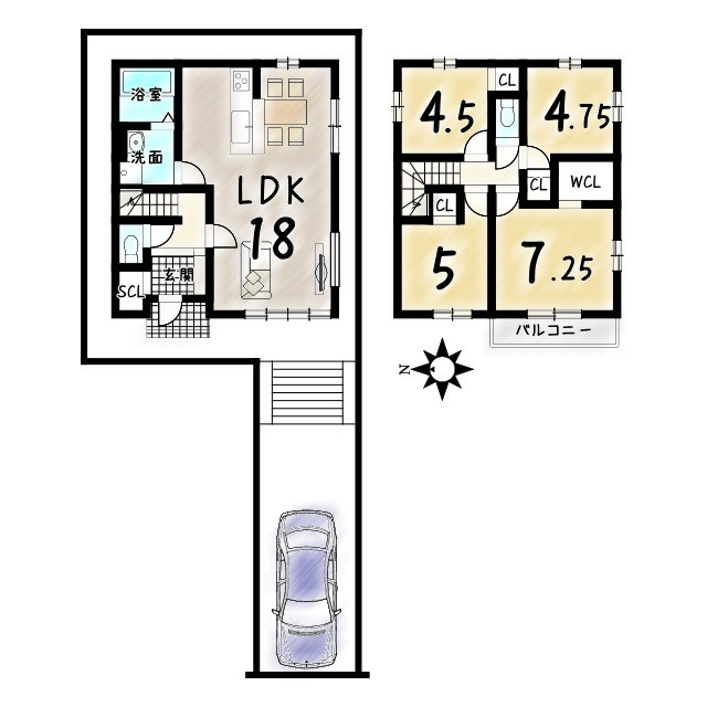 深草大亀谷万帖敷町　１号地の間取り