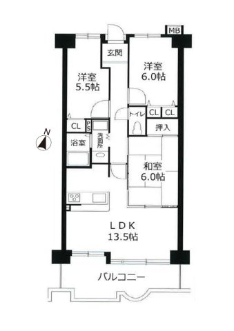 サンシティ朝霧の間取り