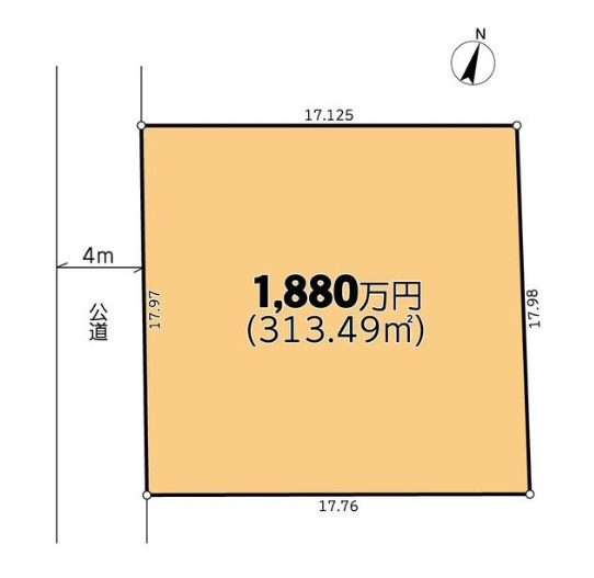 敷地面積９４坪　売地　川越市古谷上