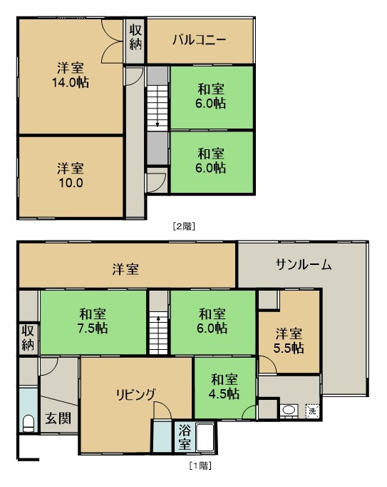 敦賀市三島町1丁目中古住宅の間取り