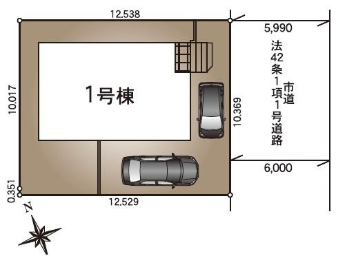 宮崎市恒久第１２　新築戸建の区画図|【区画図】
駐車スペース2台可能