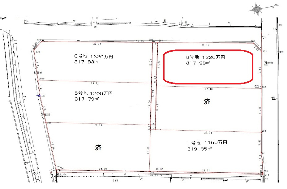 加古川市上荘町薬栗　　売土地の区画図